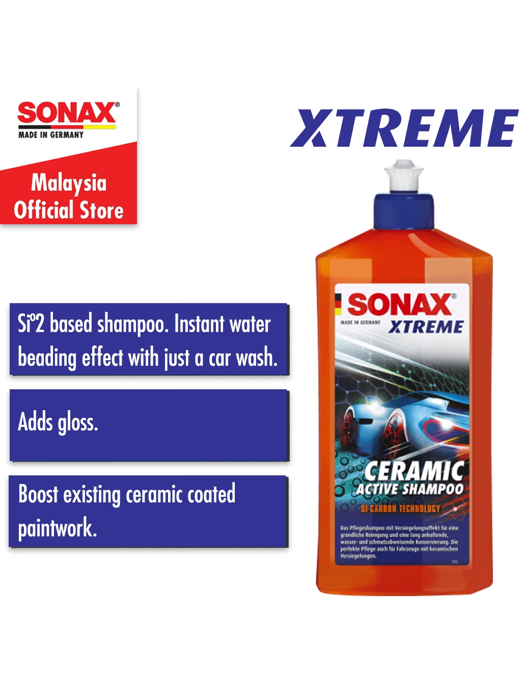 Detailmate Sonax Xtreme Ceramic Set Lavaggio Auto: Shampoo Active Ceramic 500ml + Guanto In Ciniglia Microfibra