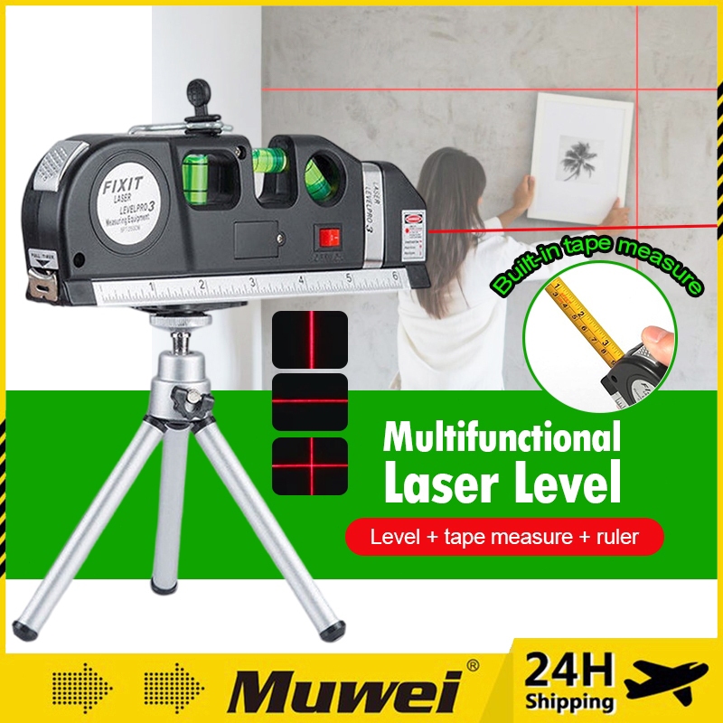 【Ready Stocks】Multipurpose Laser Level Horizon Vertical Measure 8FT 4 ...