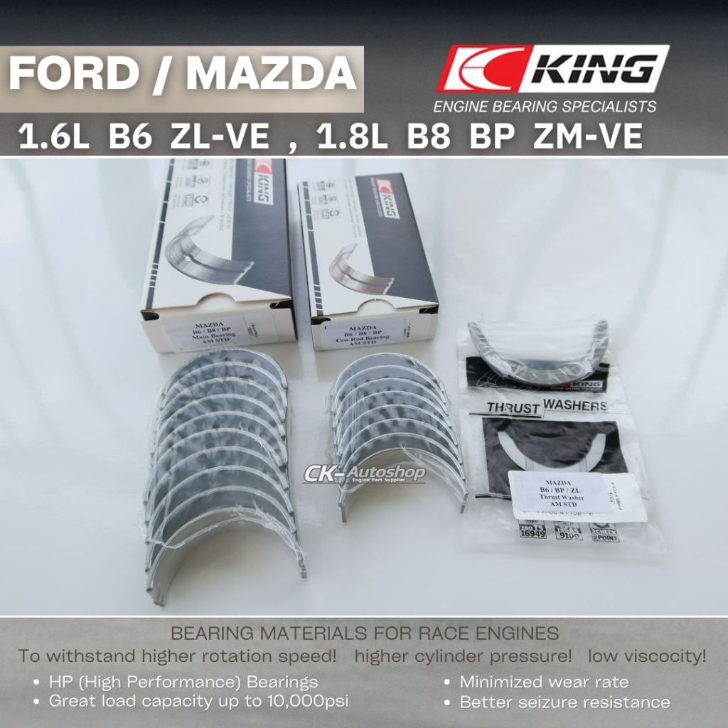 King Mazda B6/B6-T/ZM/B3/B5 (Size +.025) Main Bearing Set