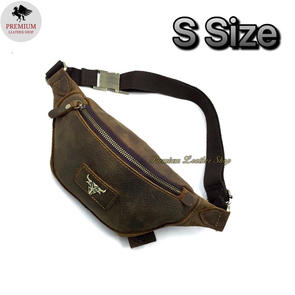 S Size Rush Rider Full Grain Cow Leather Waist Bag Man Casual Pouch Bag ...