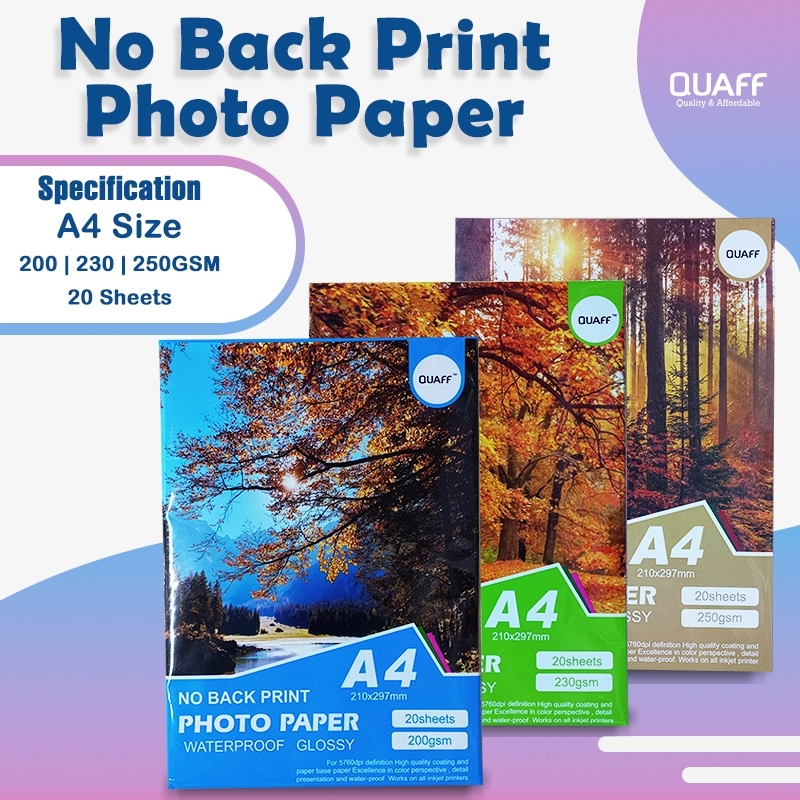 A4 Size QUAFF No Back Print Photo Paper Glossy Inkjet Paper 200gsm ...