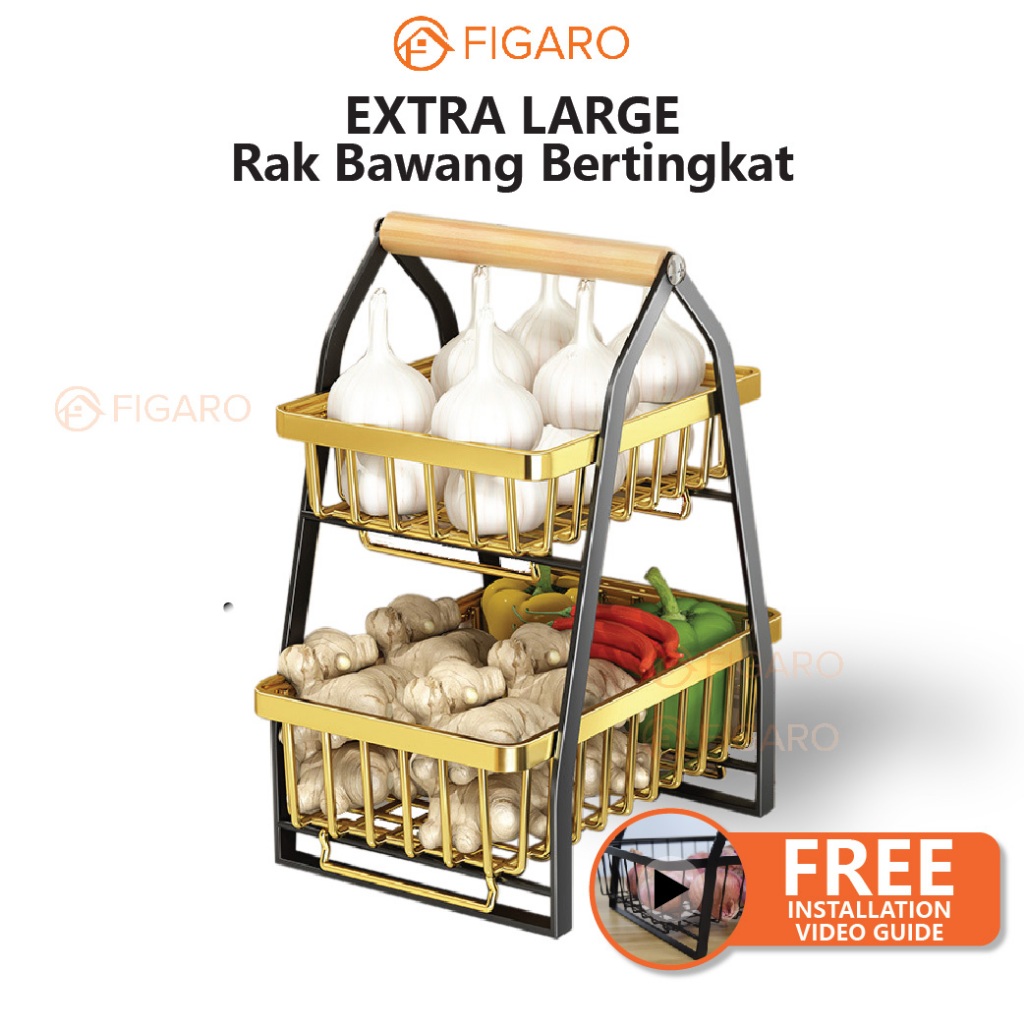 【CLEARANCE】FIGARO Onion Rack Kitchen Storage Rack Fruit Basket Rak ...