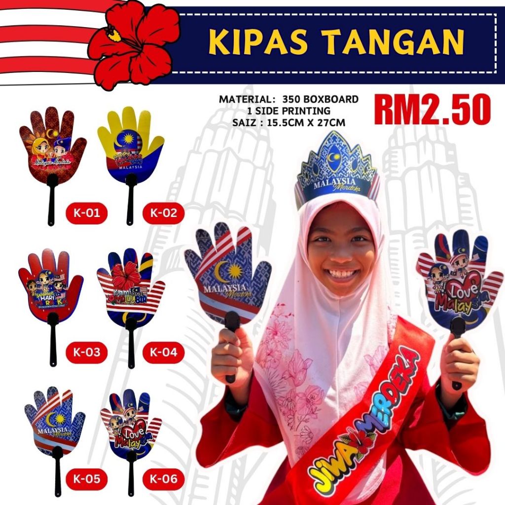 Kipas Tangan Merdeka / Set Props Merdeka Kanak-Kanak 2024 / Malaysia ...