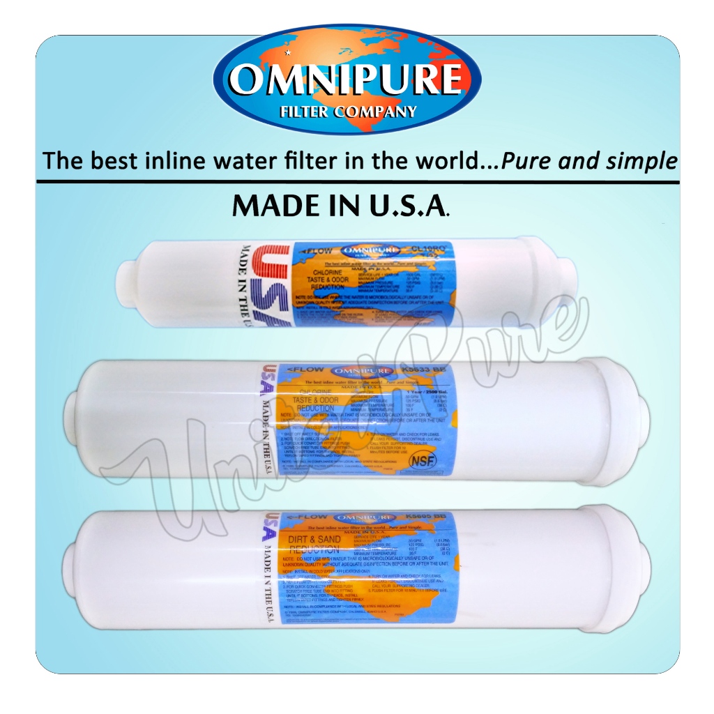 OMNIPURE Inline Water Filters #CL10RO T/33 #K5633 Chlorine Taste and ...