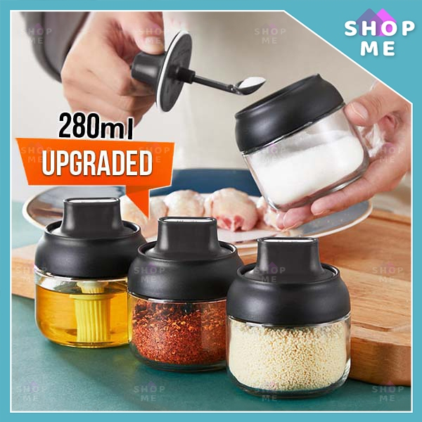 Premier Grade 280ml Super Clear Glass Seasoning Bottle With Spoon ...