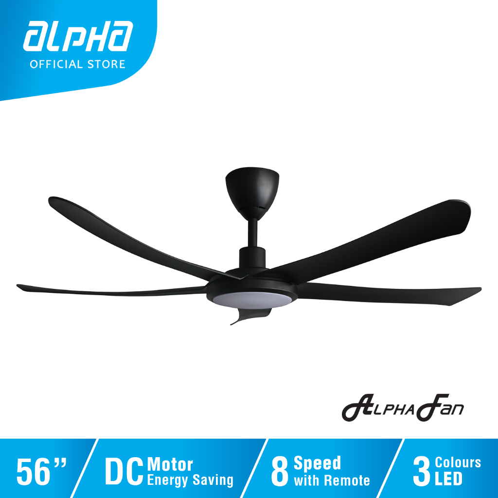 ALPHA AlphaFan - ALLY LED 5B 56 Inch DC Motor Ceiling Fan with 5 Blades ...