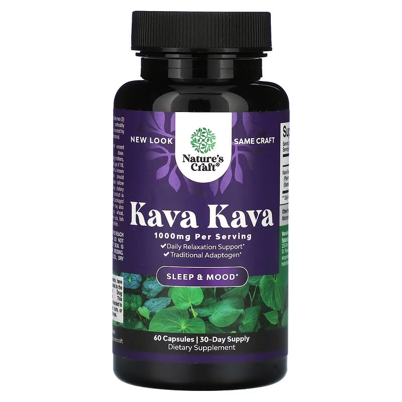 Nature's Craft, Kava Kava, 1,000 mg , 60 Capsules (500 mg per Capsule ...