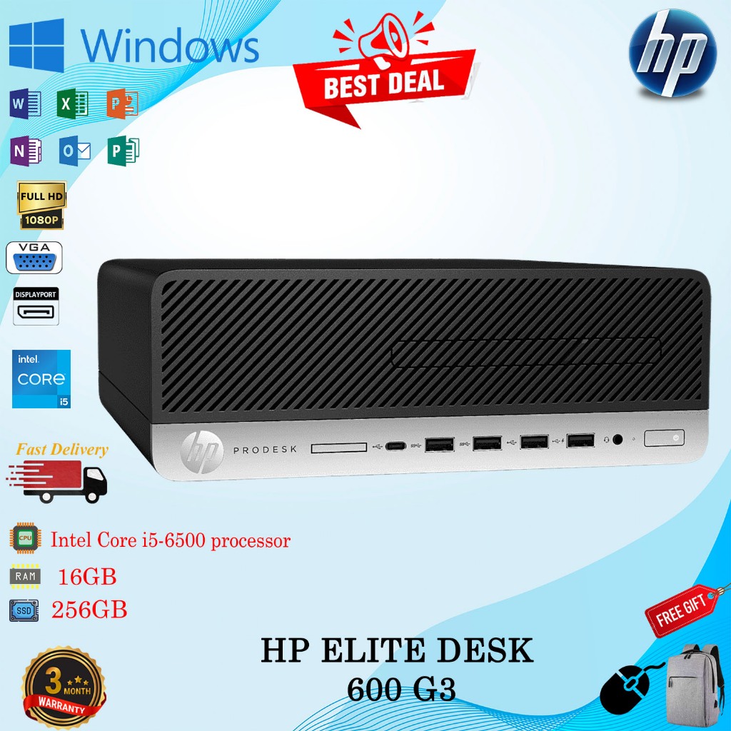 HP ELITEDESK 600 G3 SSF DESKTOP PC INTEL CORE i5- 6TH GENERATION 16 GB ...