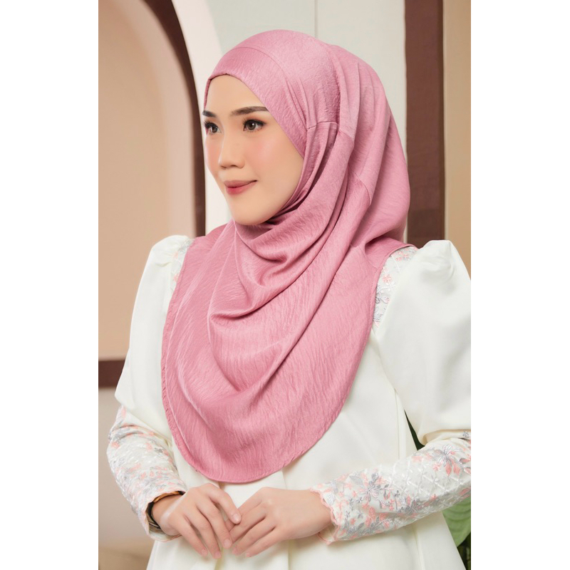 LISA SATIN Tudung Sarung Drape Instant Beralun Bahagian Depan , Khimar ...