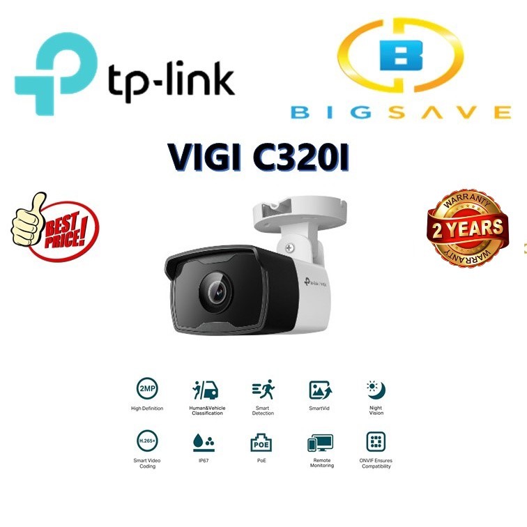 TP-LINK 2MP VIGI C320I OUTDOOR IR BULLET NETWORK CAMERA 4MM LENS ...