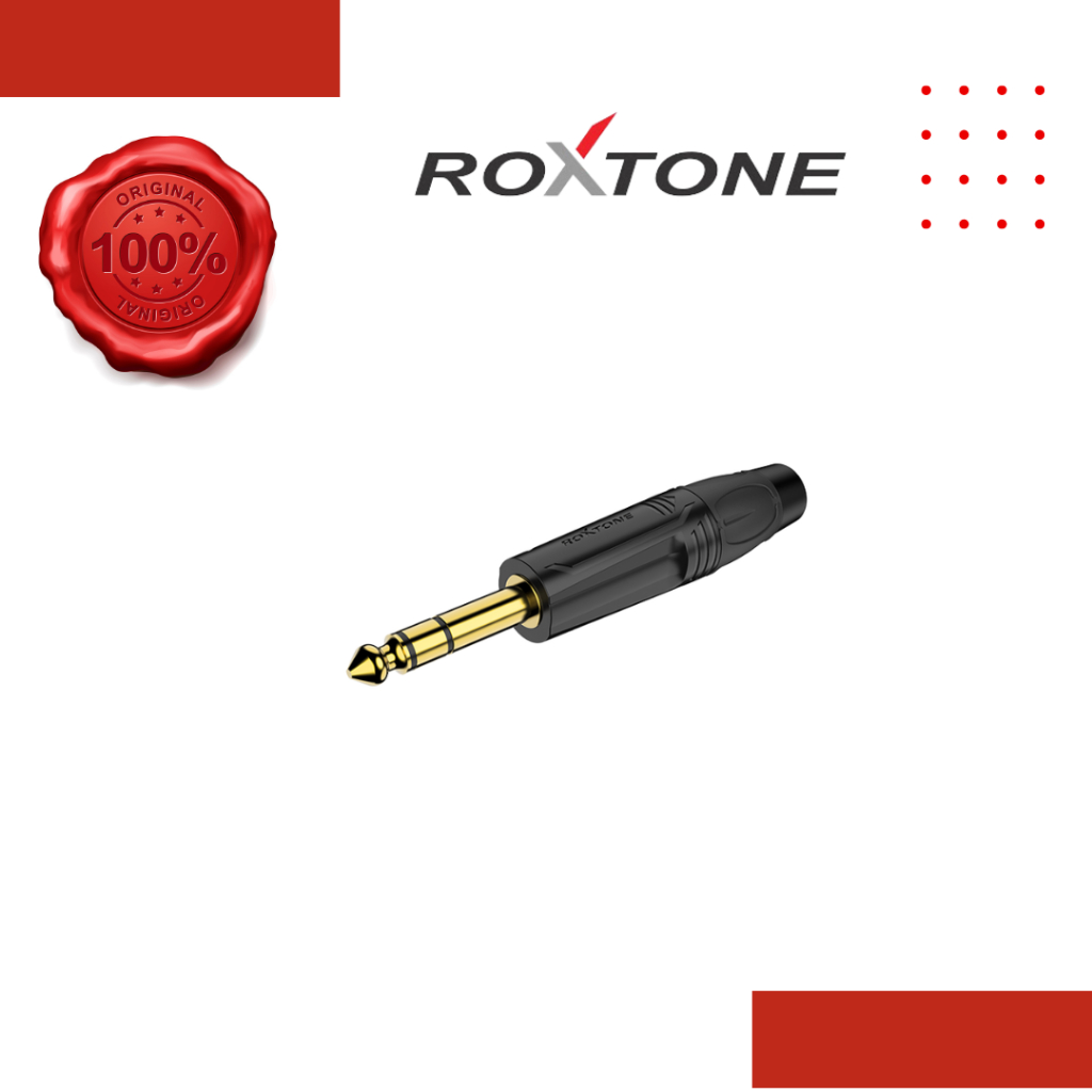 Roxtone RJ3P-BG 6.3mm stereo plug, Black electrophoretic paint shell ...