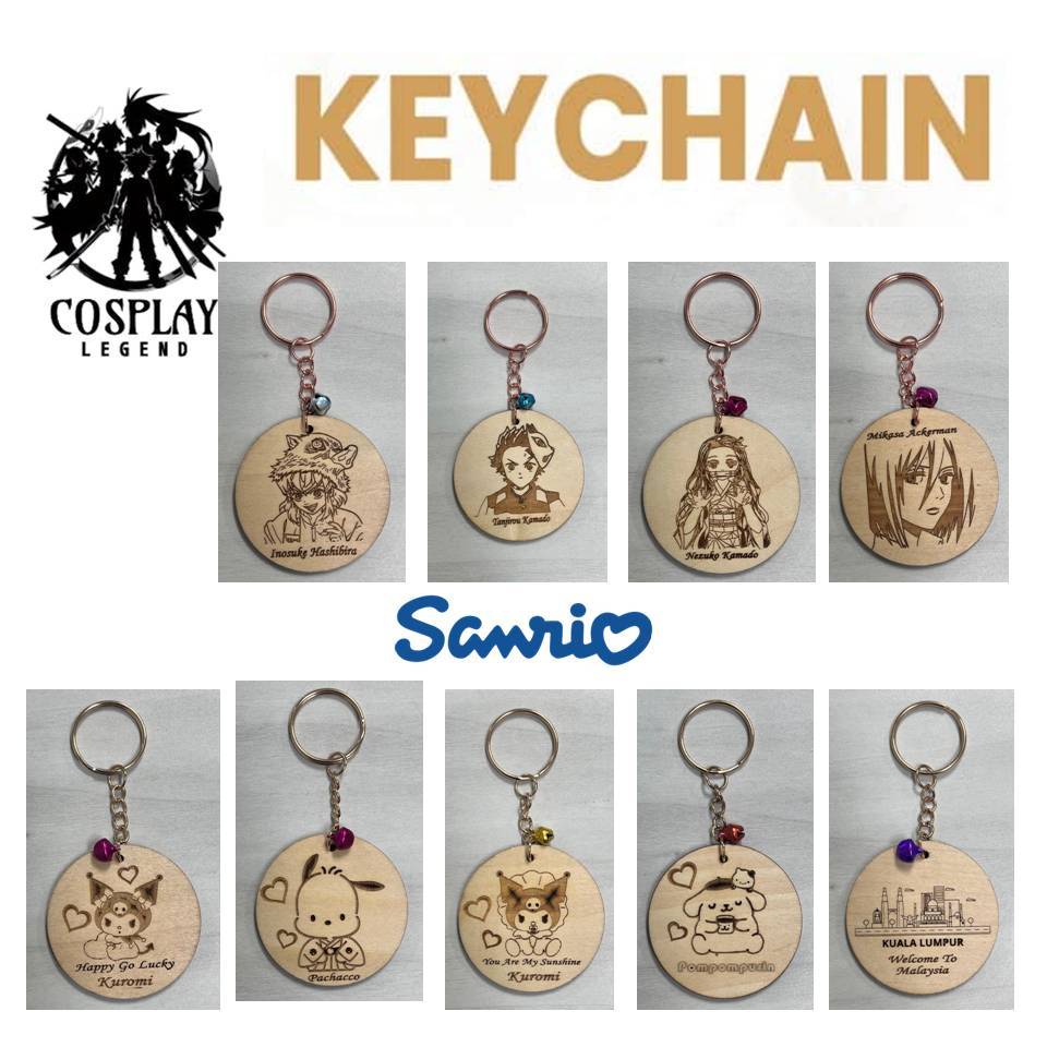 COSPLAY/SANRIO Wood Keychain 【Add Laser Engraved Customize Name ...