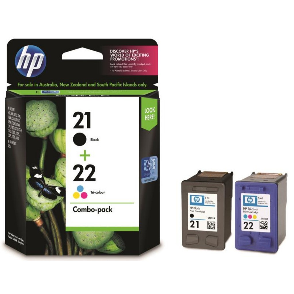 Expired Stock HP Cartridge 21 Black + 22 Color (Genuine) C9351AA ...