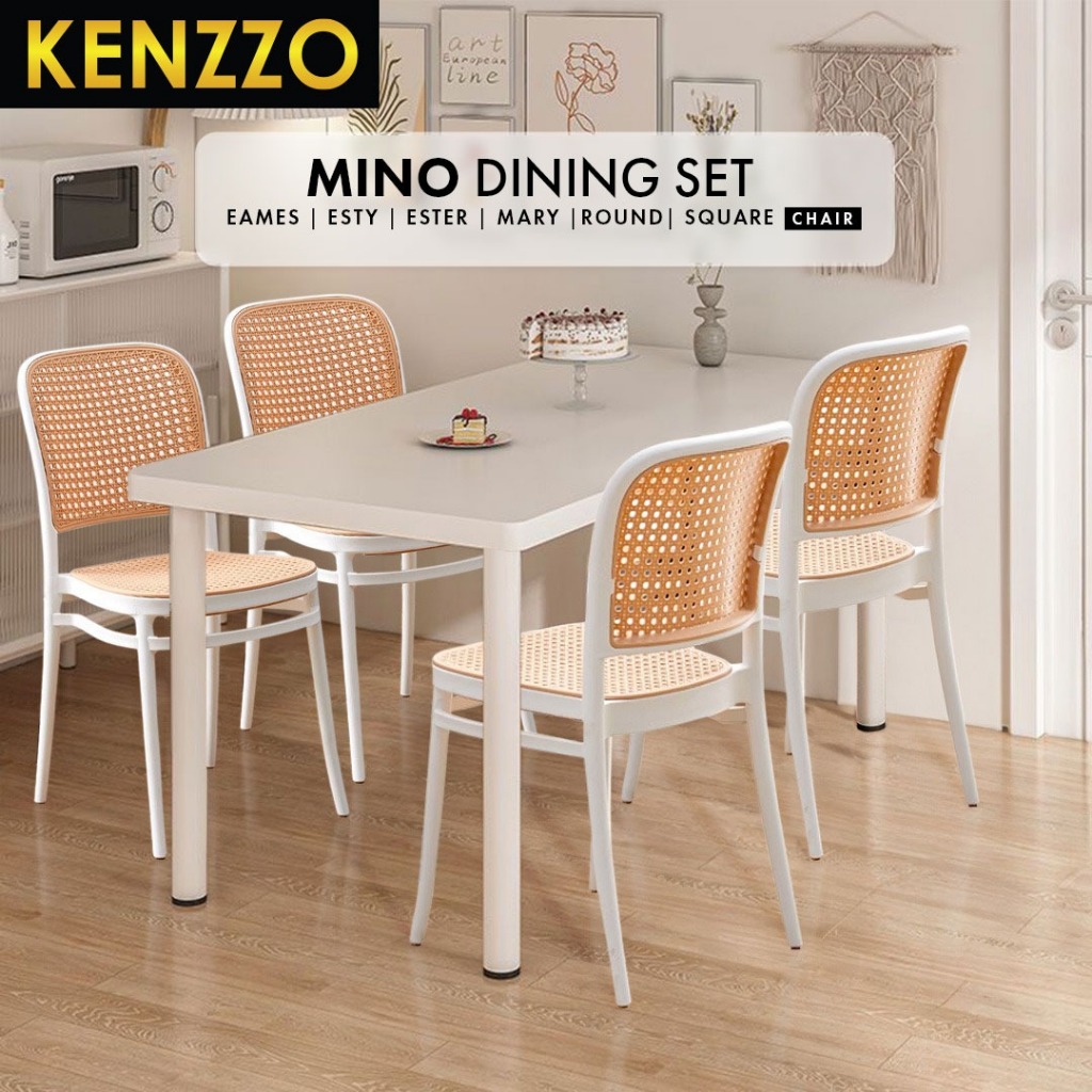 KENZZO Nordic Dinning Table with 4 Chair Simple Medium Sized Dining Table Dining Chair Dining Set Study Table mino Shopee Malaysia