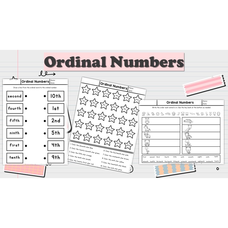 [PRE389] 20 pagesOrdinal Numbers Worksheet for Pre-school PDF version ...