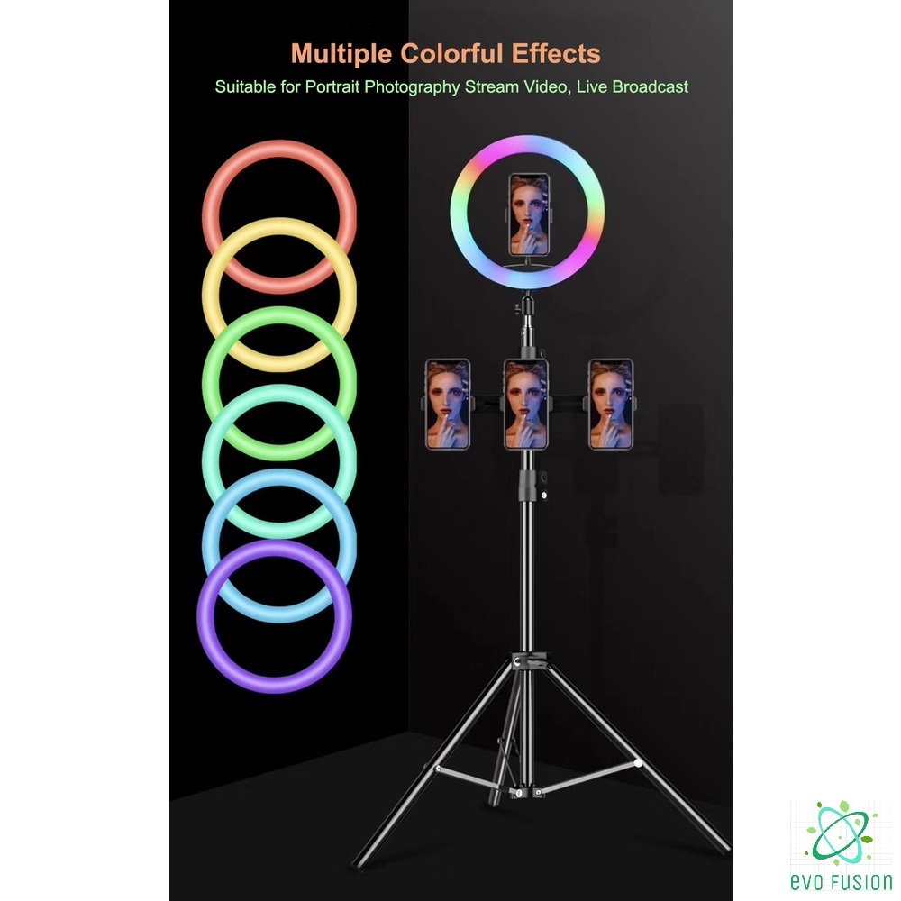 RGB LED SOFT RING LIGHT 26cm/33cm Selfie 210cm Tripod Stand Mobile Phone  Stand For Live Streaming Studio Lighting Kit