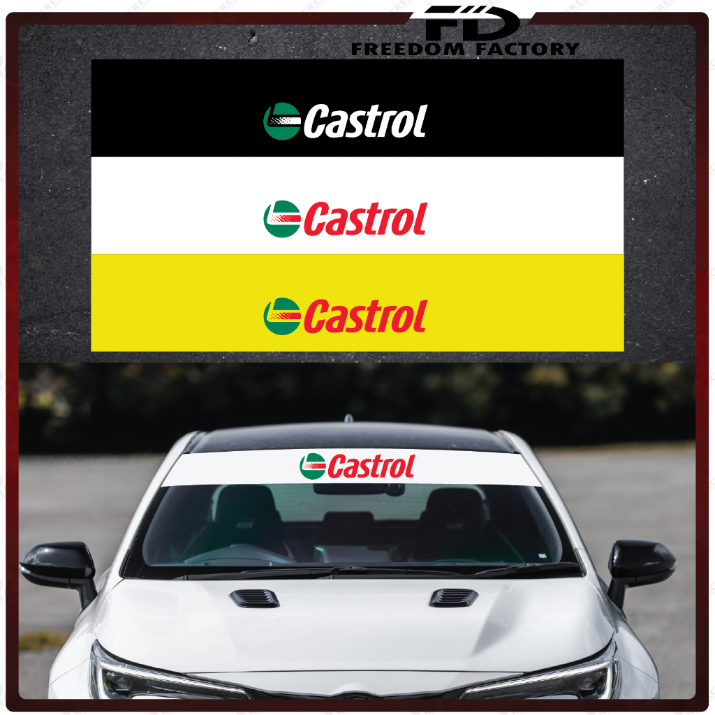 CASTROL Front Windshield Sticker / Sticker Tampal Cermin Depan Kereta ...