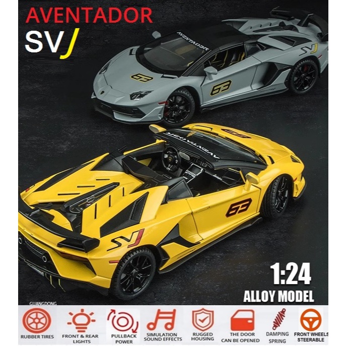 Diecast model cars Lamborghini Aventador 1/64 Mini GT SVJ 63 grün/schwarz 2022 1:64