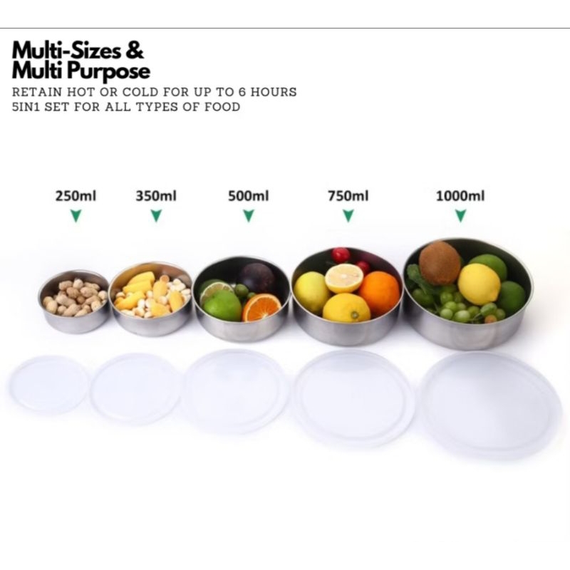 5 in 1 Protect Fresh Box High Quality Stainless Steel Ware Multiple ...