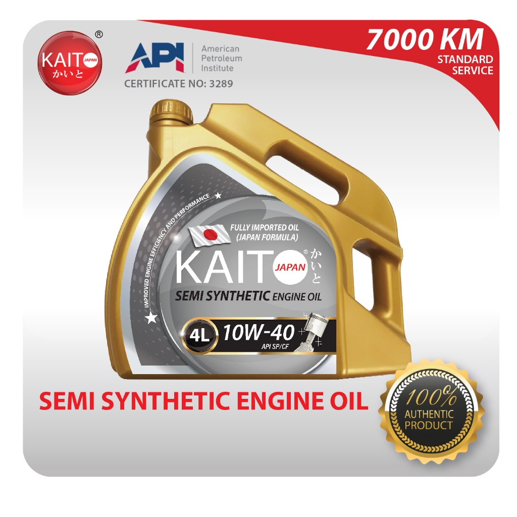 KAITO JAPAN 10W40 Semi Synthetic Engine Oil SP-CF 4L Minyak Hitam ...