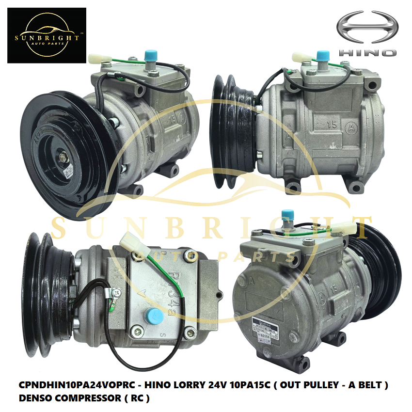 HINO LORRY 24V 10PA15C ( OUT PULLEY - A BELT ) DENSO COMPRESSOR ( RC ...