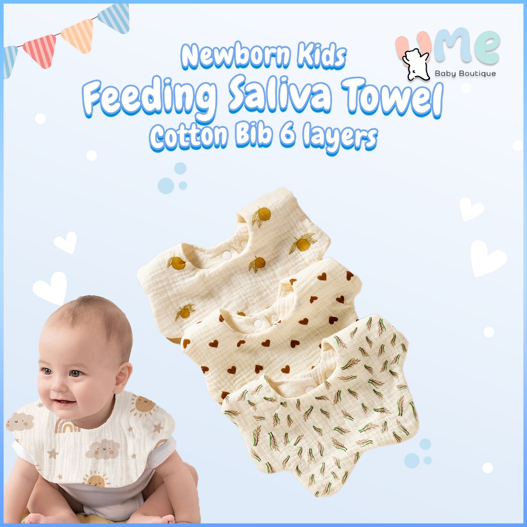 Ume Baby Feeding Saliva Towel Cotton Bib 6 Layers Hand Towel Newborn Kids Tuala Penyusuan Bayi Shopee Malaysia