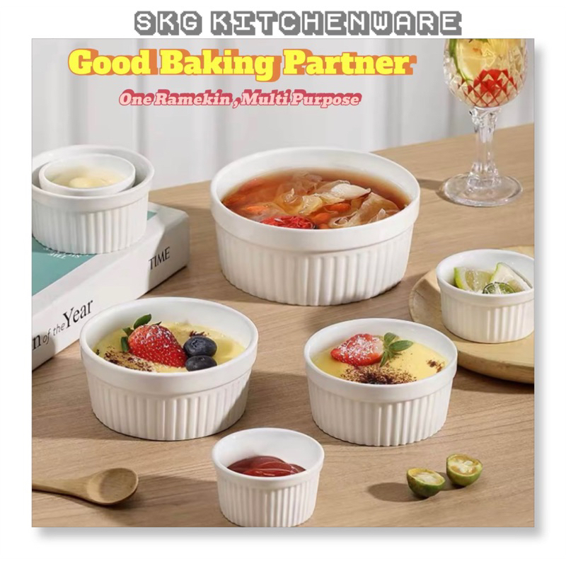 (6pcs)Ramekins White Ceramic Souffle Ramekins Desserts Custard Cups ...