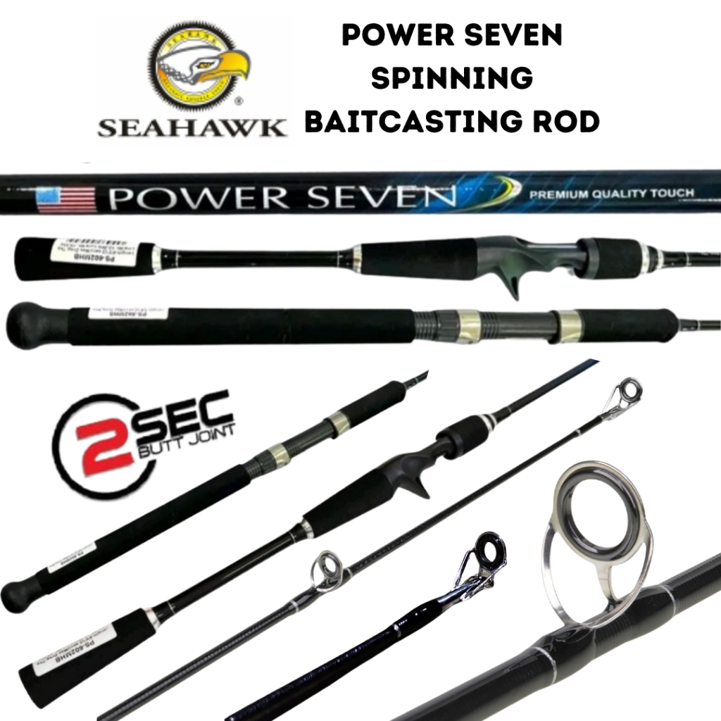 Seahawk Power Seven New Spinning Baitcasting Fishing Rod Incl Hard ...