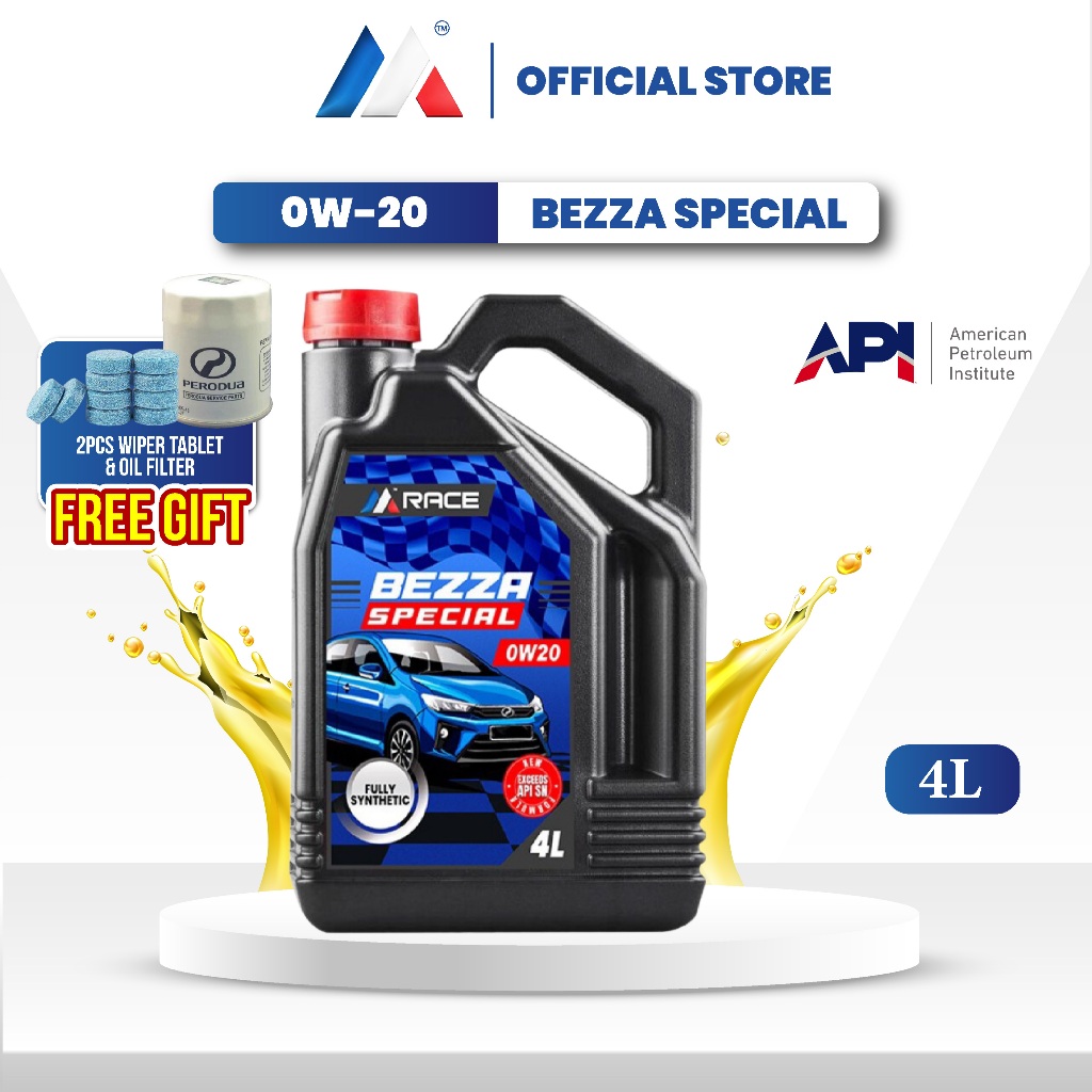 M RACE BEZZA SPECIAL 0W20 fully synthetic (4L) (FREE perodua OIL FILTER ...