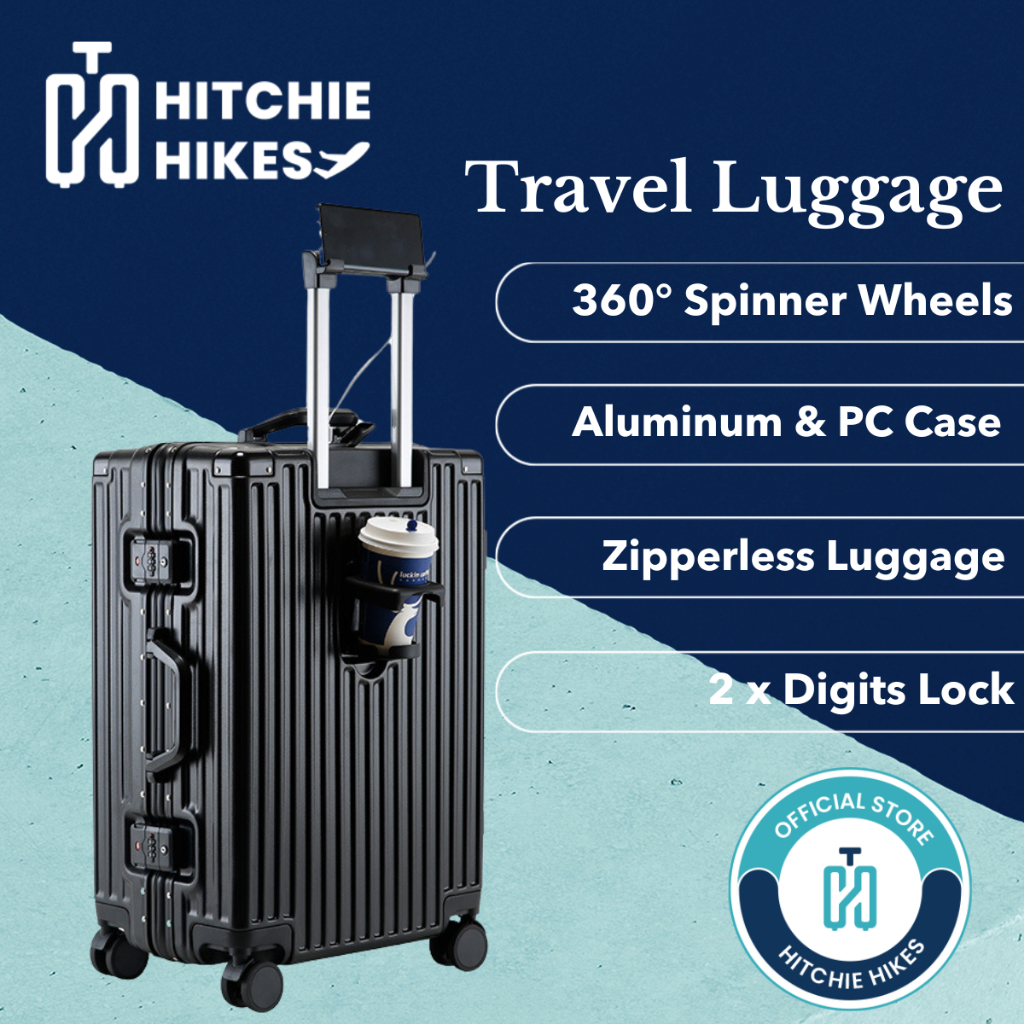 Hitchie Zipperless Lightweight Aluminum Luggage Bag Travel Beg Roda Bagasi  Tahan Lasak Cabin Suitcase 20 24 28 Inch旅行行李箱