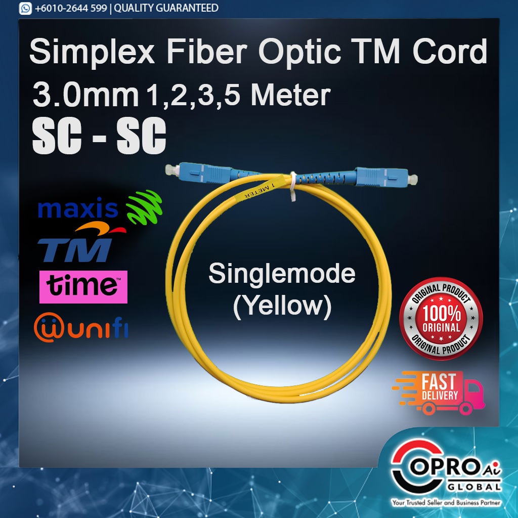 Simplex SC-SC Singlemode Fiber Optic Patch Cable 1M 2M 3M 5M [TM TEST ...
