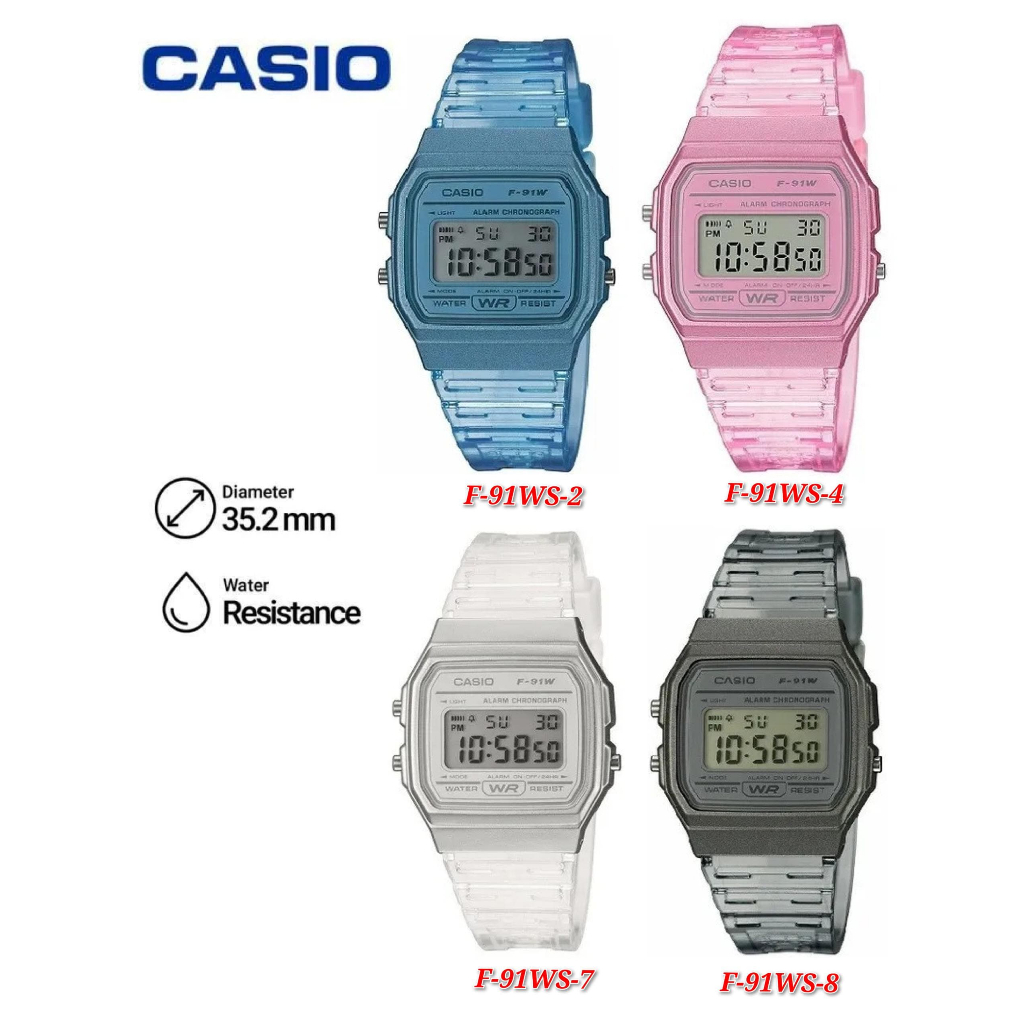 Casio F-91WS Youth Digital Transparent Resin Watch | Shopee Malaysia