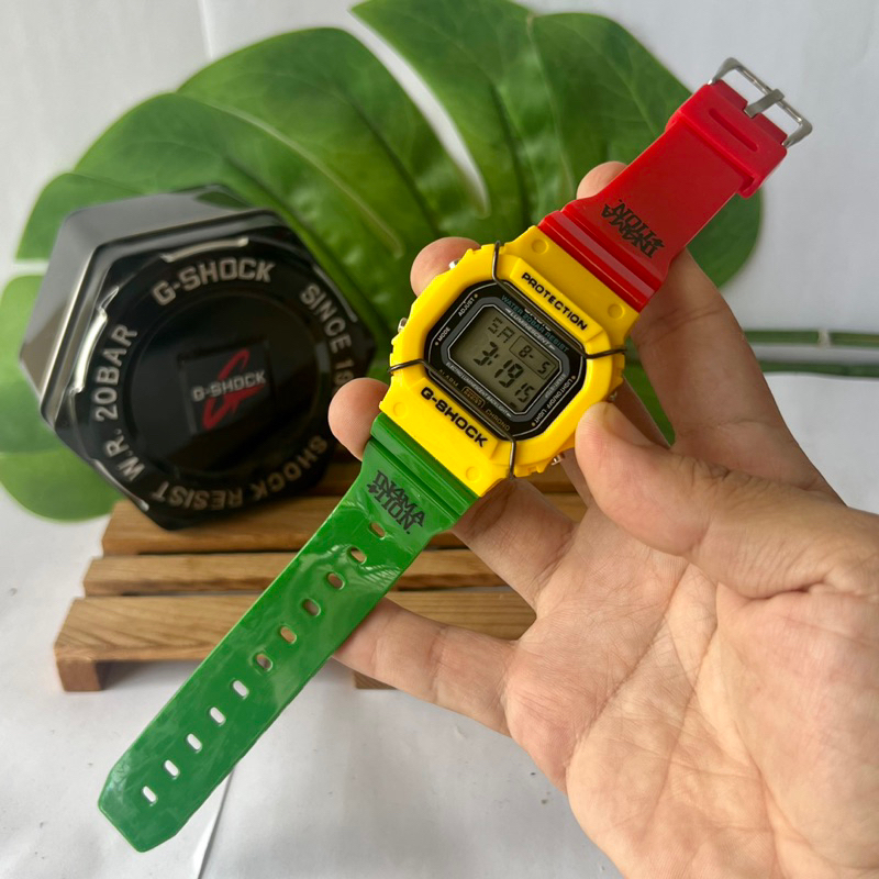 Hot Stock) Gshk rasta petak digital jam tangan unisex lelaki