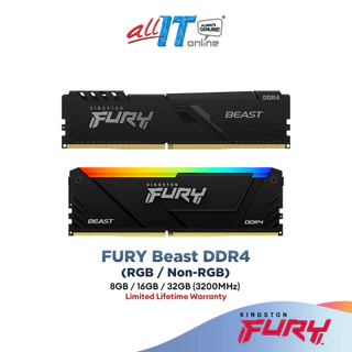 Kingston Desktop (PC) DDR4 3200Mhz Fury Beast / Fury Beast RGB RAM - (8GB / 16GB / 32GB)