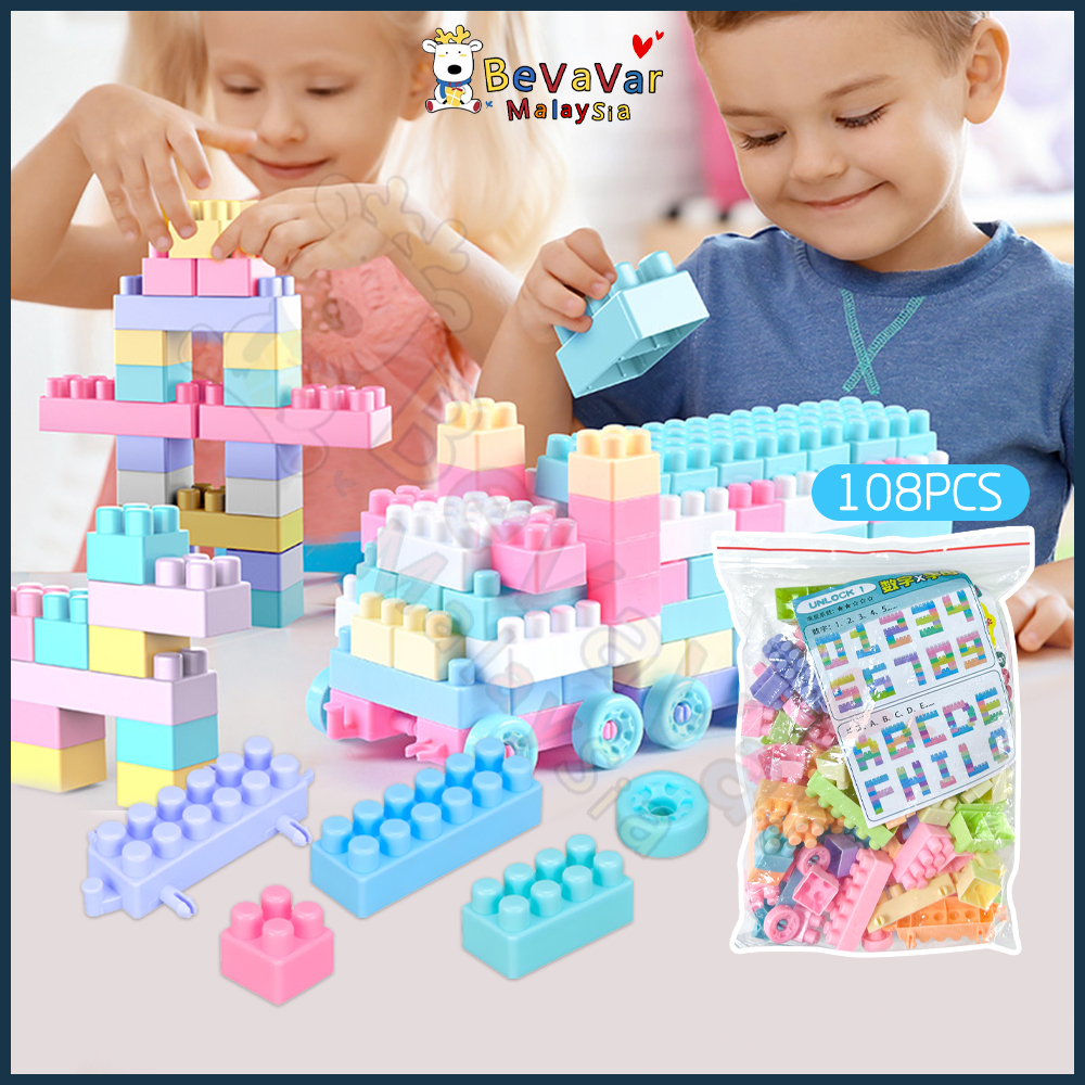 Bevavar 108PCS DIY Building Block Toys Plastic Baby Block Toy For ...