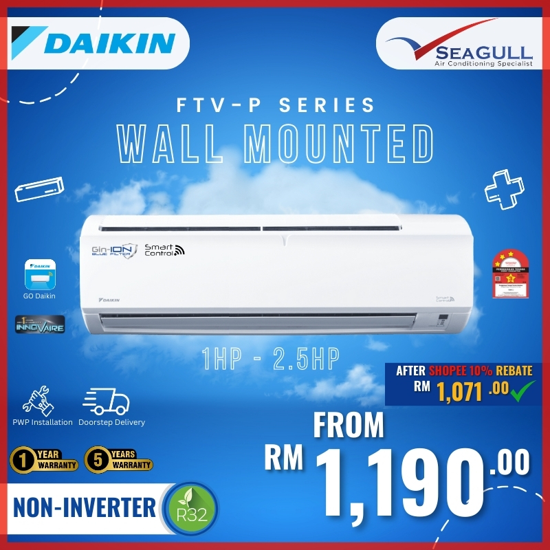 (WI-FI)(GIN-ION) Daikin R32 P-Series Wall Mounted Non-Inverter 1.0HP -2 ...