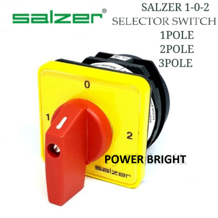 SALZER 16A 3 POLES [1-0-2 / A-O-M / OFF-ON] [48X48 SELECTOR SWITCH ...