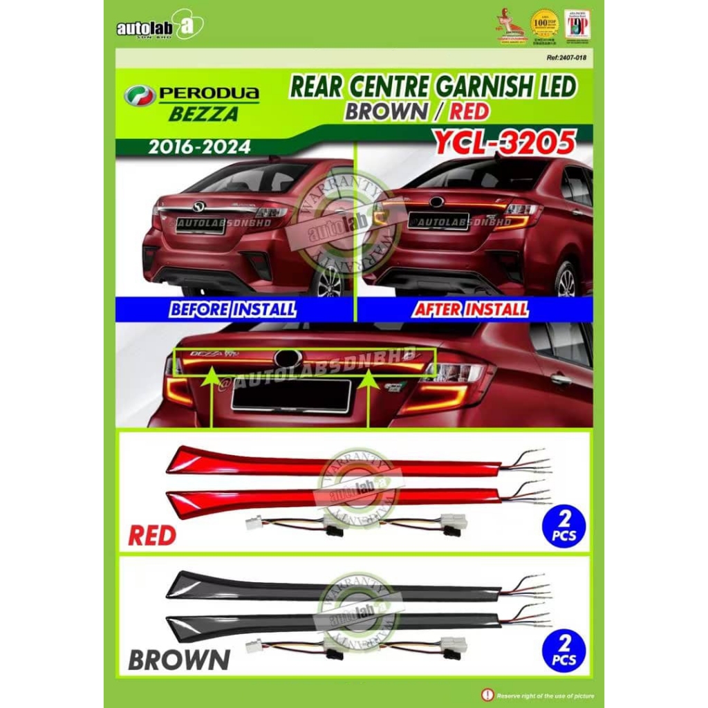 Perodua Bezza 2016-2024 Rear Centre Garnish With Signal Running LED ...