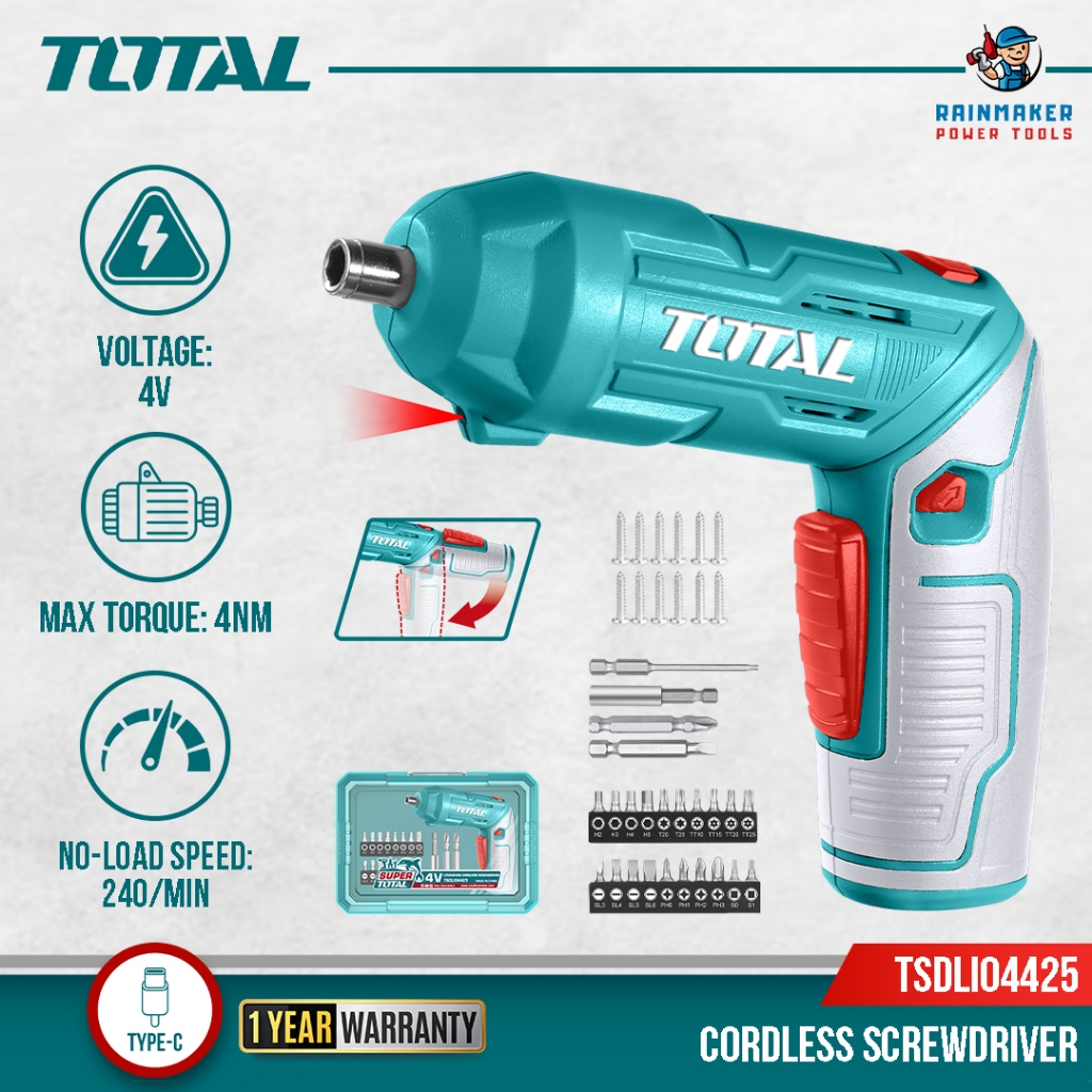 Total Lithium Ion cordless screwdriver 4NM 4V TSDLI0442 TSDLI04425