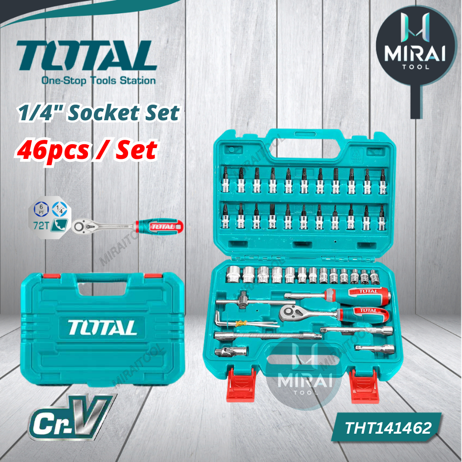 TOTAL THT141462 46 Pcs 1/4″ Socket Set | Shopee Malaysia
