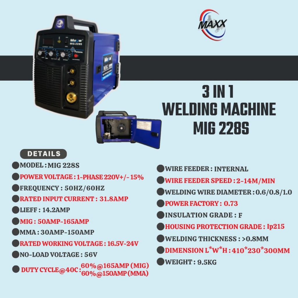 3 IN 1 WELDING MACHINE MIG 228S (MASW) | Shopee Malaysia