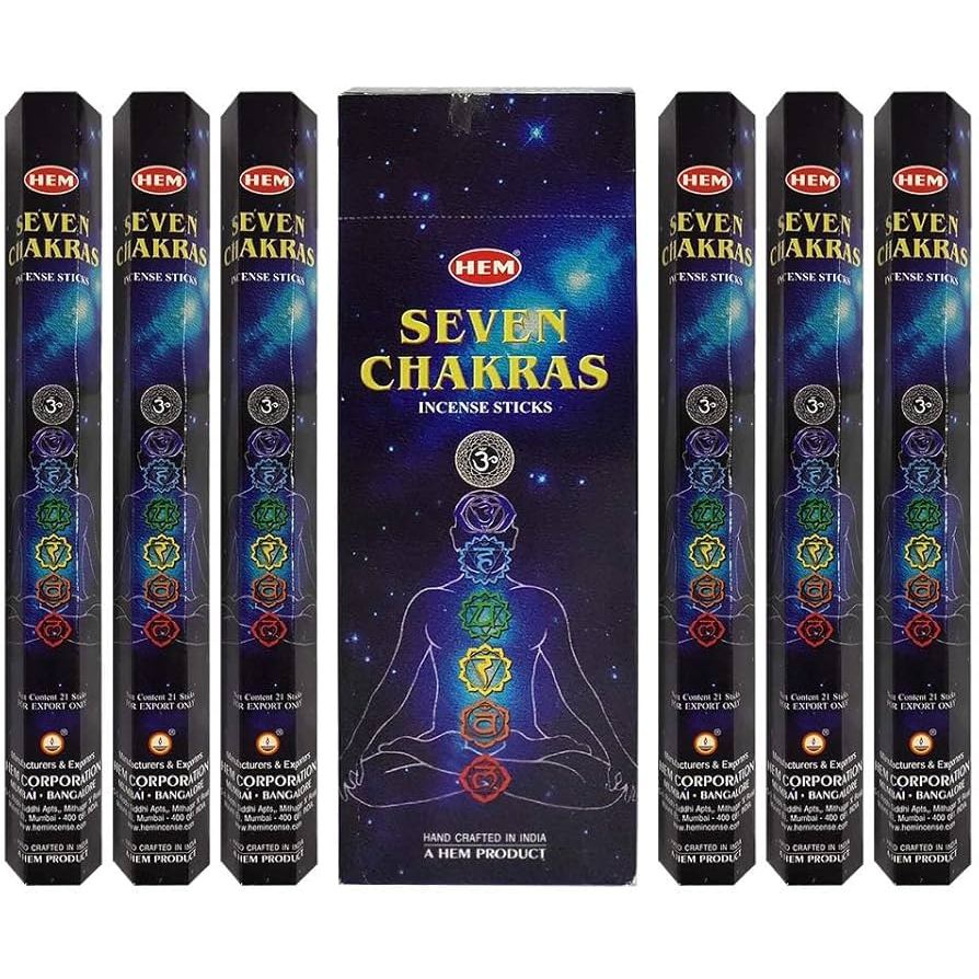 Hem Hand crafted 7 Chakras Incense sticks (20 sticks per pack ,6 packs ...