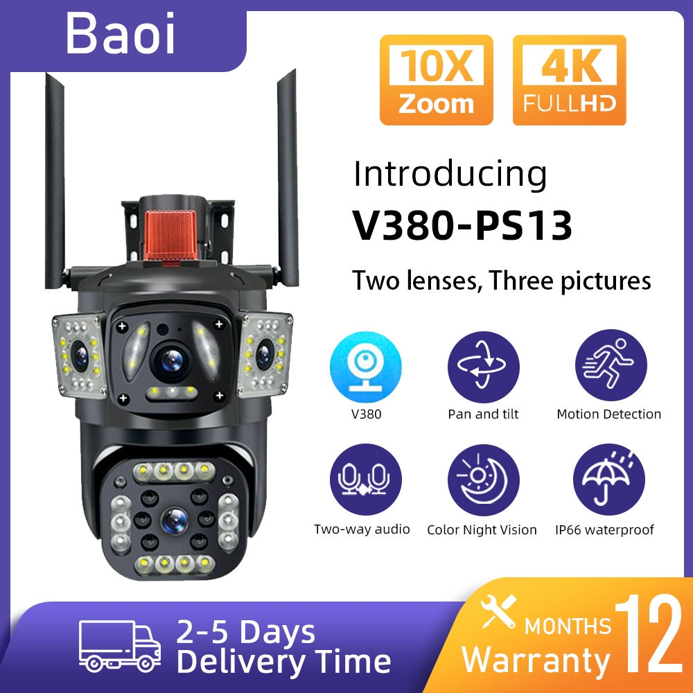 Baoi V380 Pro CCTV WIFI Outdoor 8MP 4K 10X Zoom Wireless CCTV Camera ...