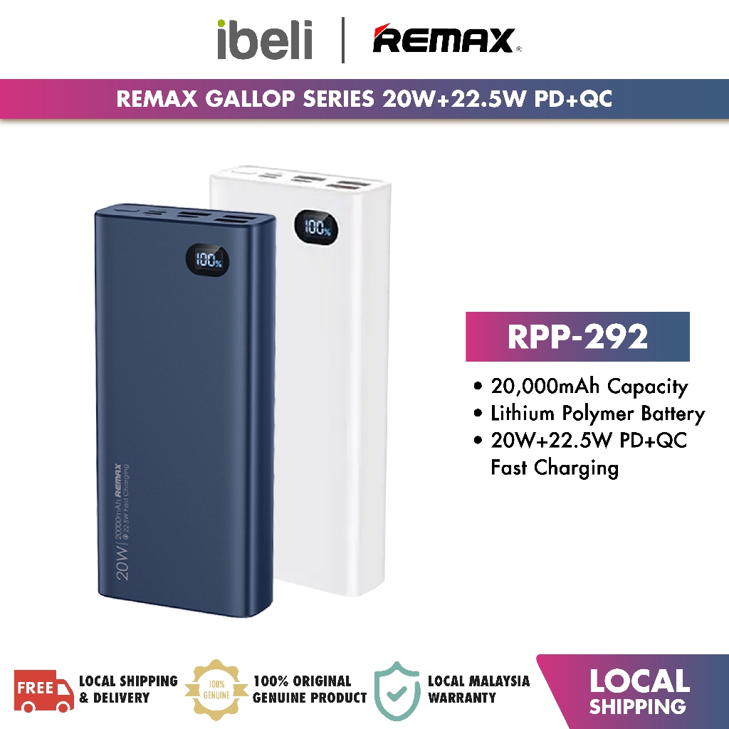 REMAX RPP-292 Gallop Series 20W+22.5W PD+QC Fast Charging Power Bank ...
