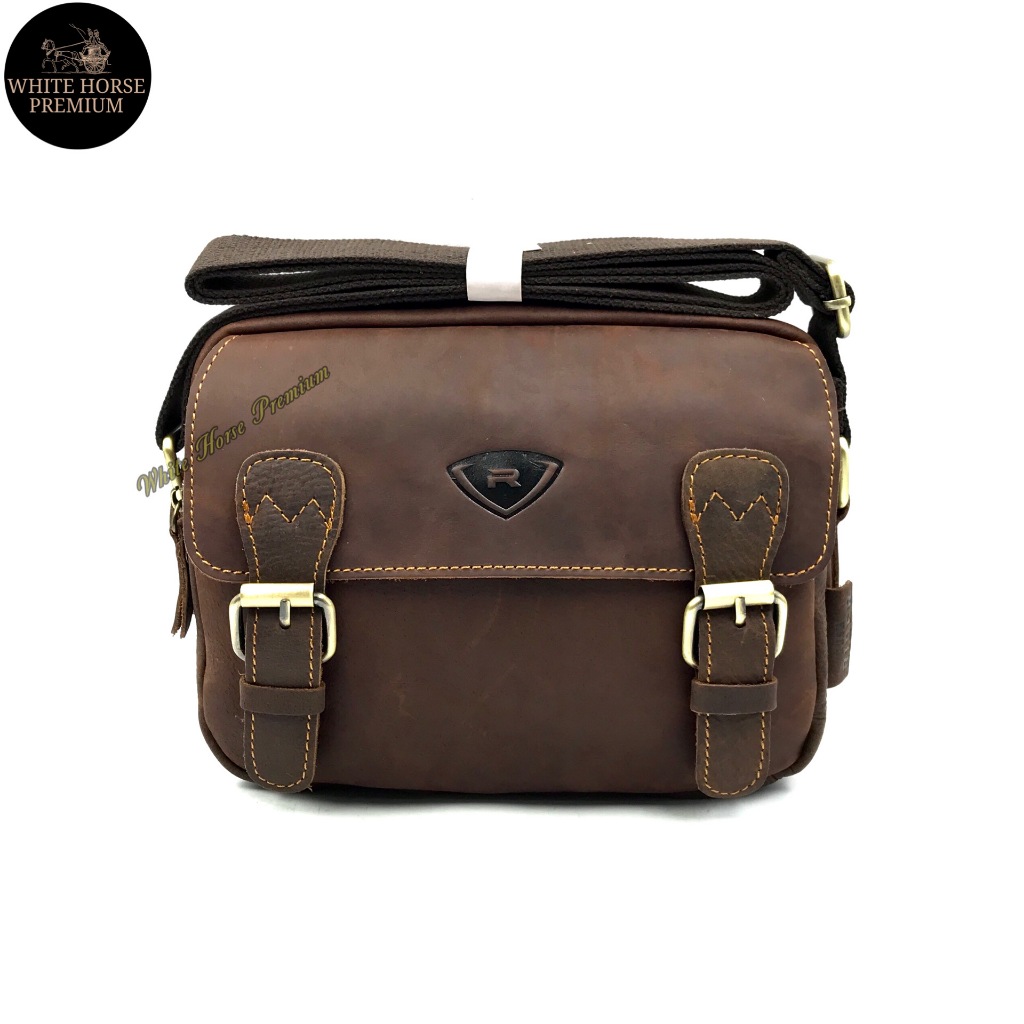 Rush Rider Full Cow Leather Sling Bag Men Shoulder Bag Cross Body ...