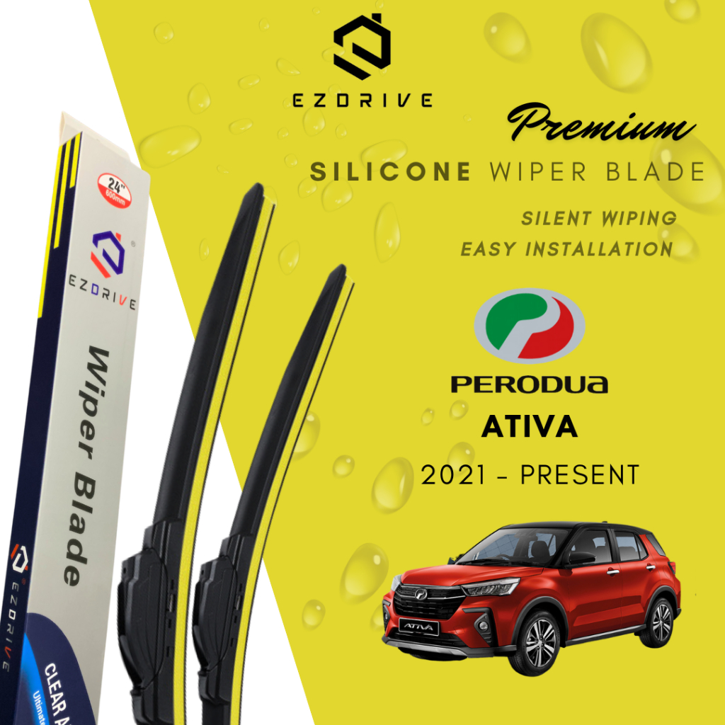 EZDRIVE Premium Silicone Car Wiper Blade Windshield For Perodua ATIVA ...