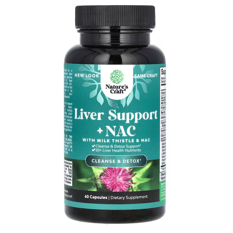 Nature's Craft, Liver Support + NAC with Milk Thistle, 60 Capsules ...