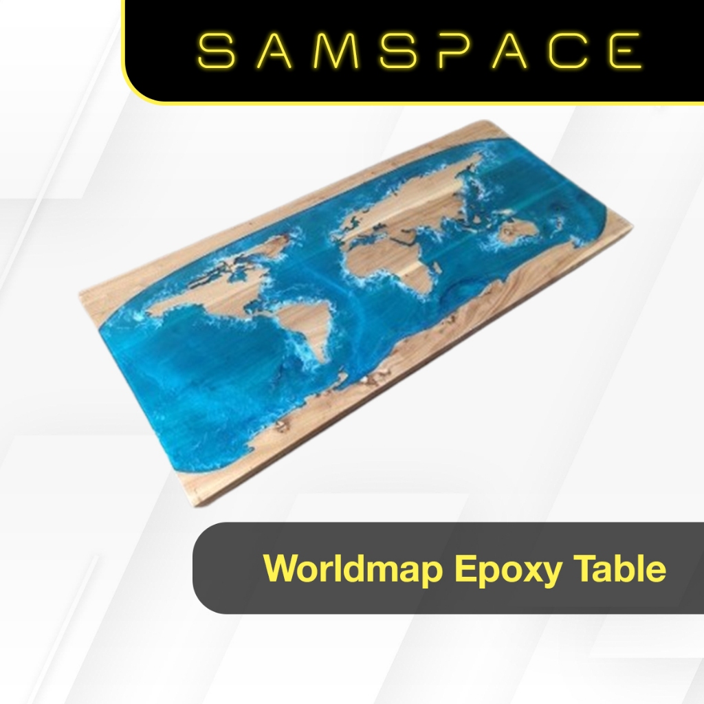Epoxy Resin Solid Wood Slab Dining Study Table | Shopee Malaysia