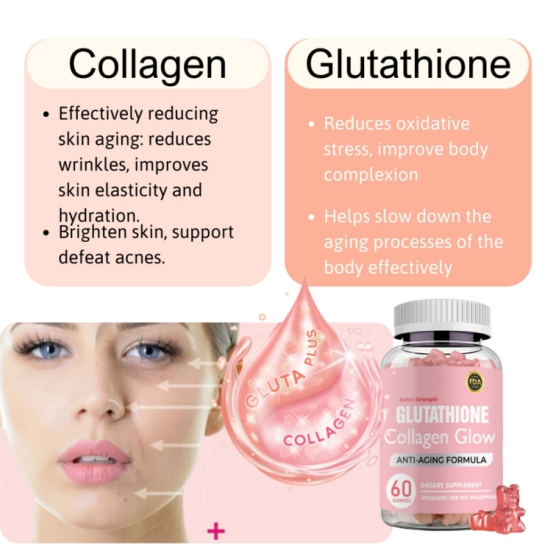 Envy Glutathione Collagen Glow Original Anti-aging Skin Whitening  Strawberry Flavor Gummies