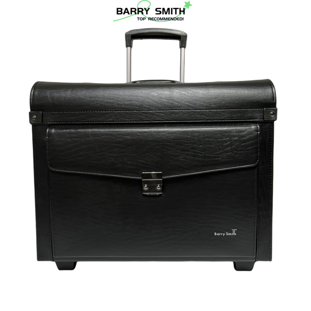 Barry Smith Trolley Pilot Case Travel Lawyer Case Document Bag 2 Wheels Leather Cabin Size Shopee Malaysia